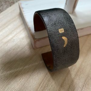 Leather semi-colon cuff bracelet